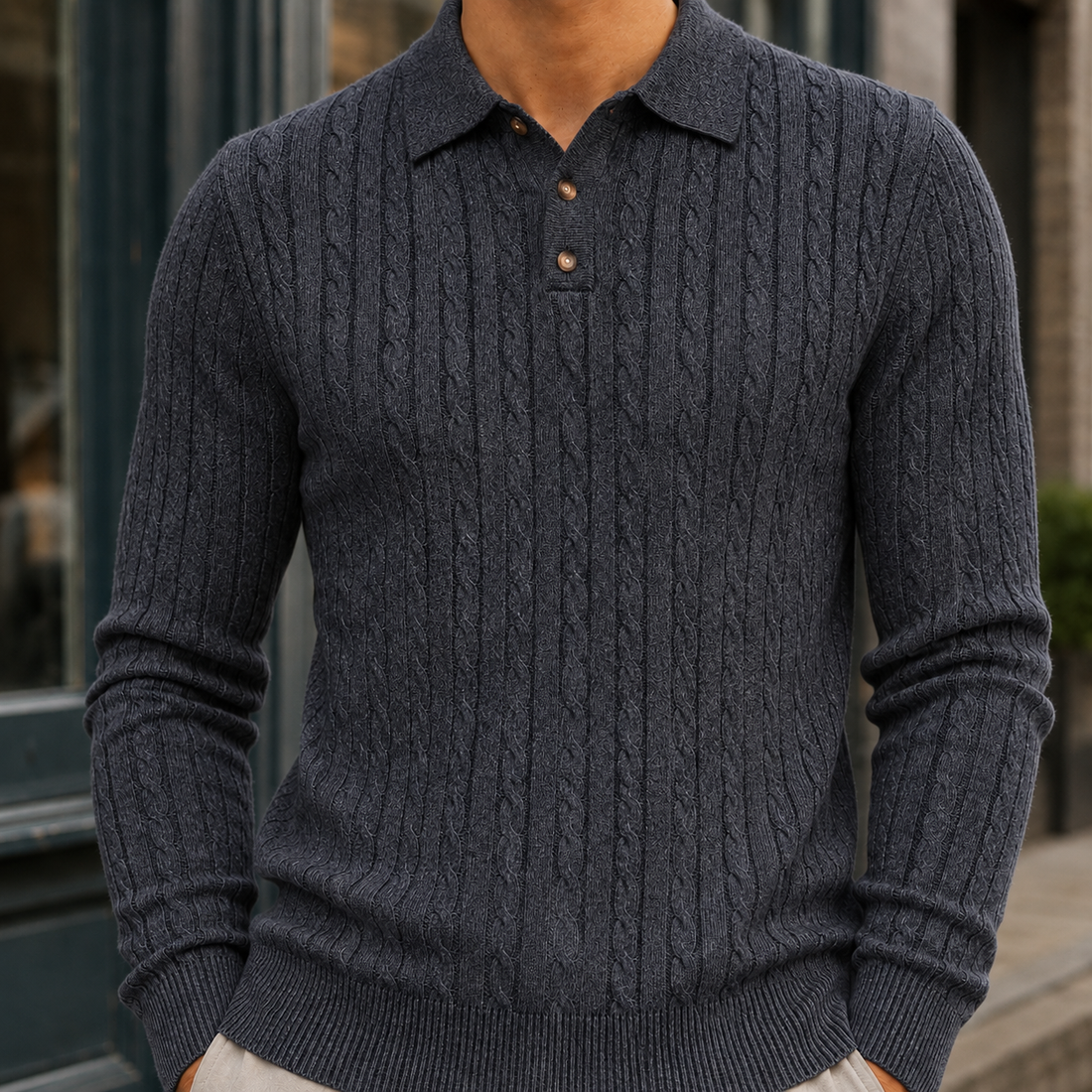 Lucian-Reid Cable Knit Sweater - Gray Black