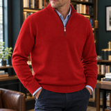 Ezra-Stone Quarter Zip Sweater - Red