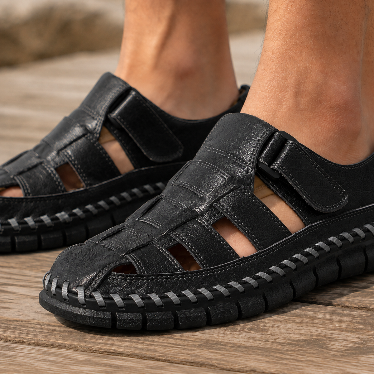 Acerbi Fisherman Sandals - Black