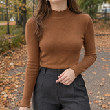 Ramona-Rose Mock Neck Top - Brown