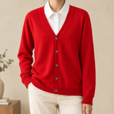 Dorian-Hayes V-Neck Cardigan - Red