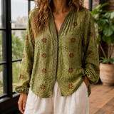 Ingrid-Belle Relaxed Blouse - Green