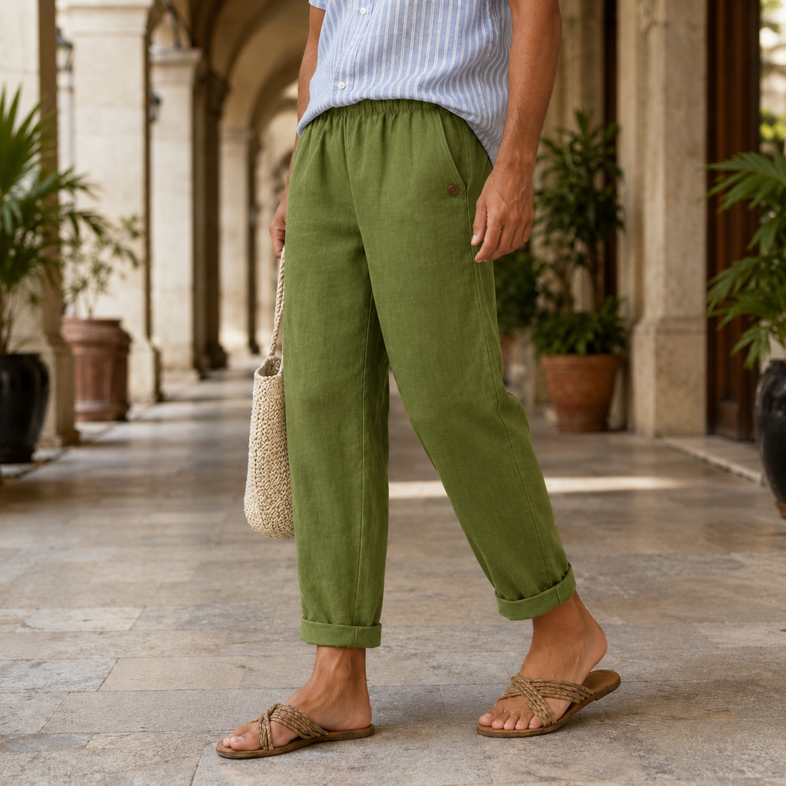 Spencer-Jude Relaxed Pants - Olive Green