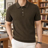 Dario-Grey Ribbed Polo - Earth Brown