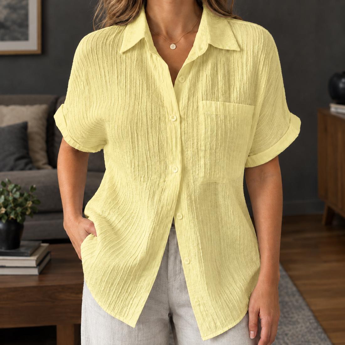 Alma Textured Shirt - Yellow