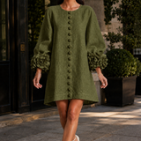 Freya-Claire Rosette Cuff Dress - Olive