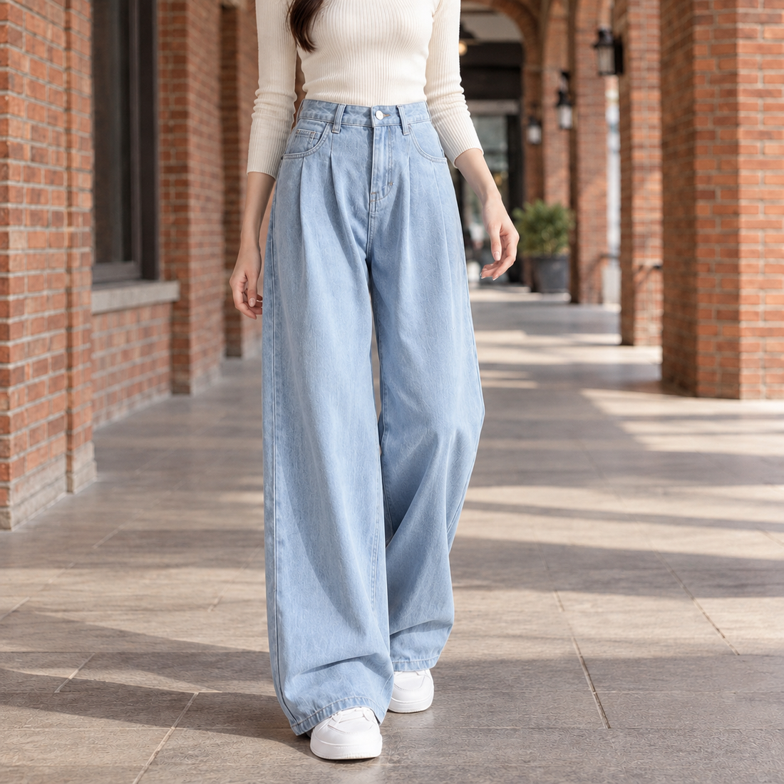 Natalie-Lane Wide Leg Pants - Light Retro Blue