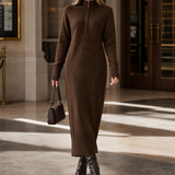 Melisande-Marie Quarter Zip Dress - Brown
