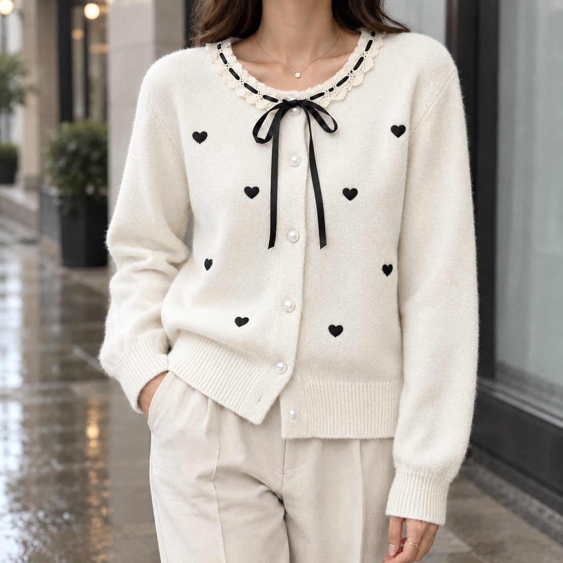 Ines-Kate Lace Cardigan - Off White