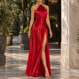 Benedetta-Grace Metallic Halter Dress - As Pictured