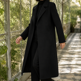 Meredith-Marie Belted Overcoat - Black