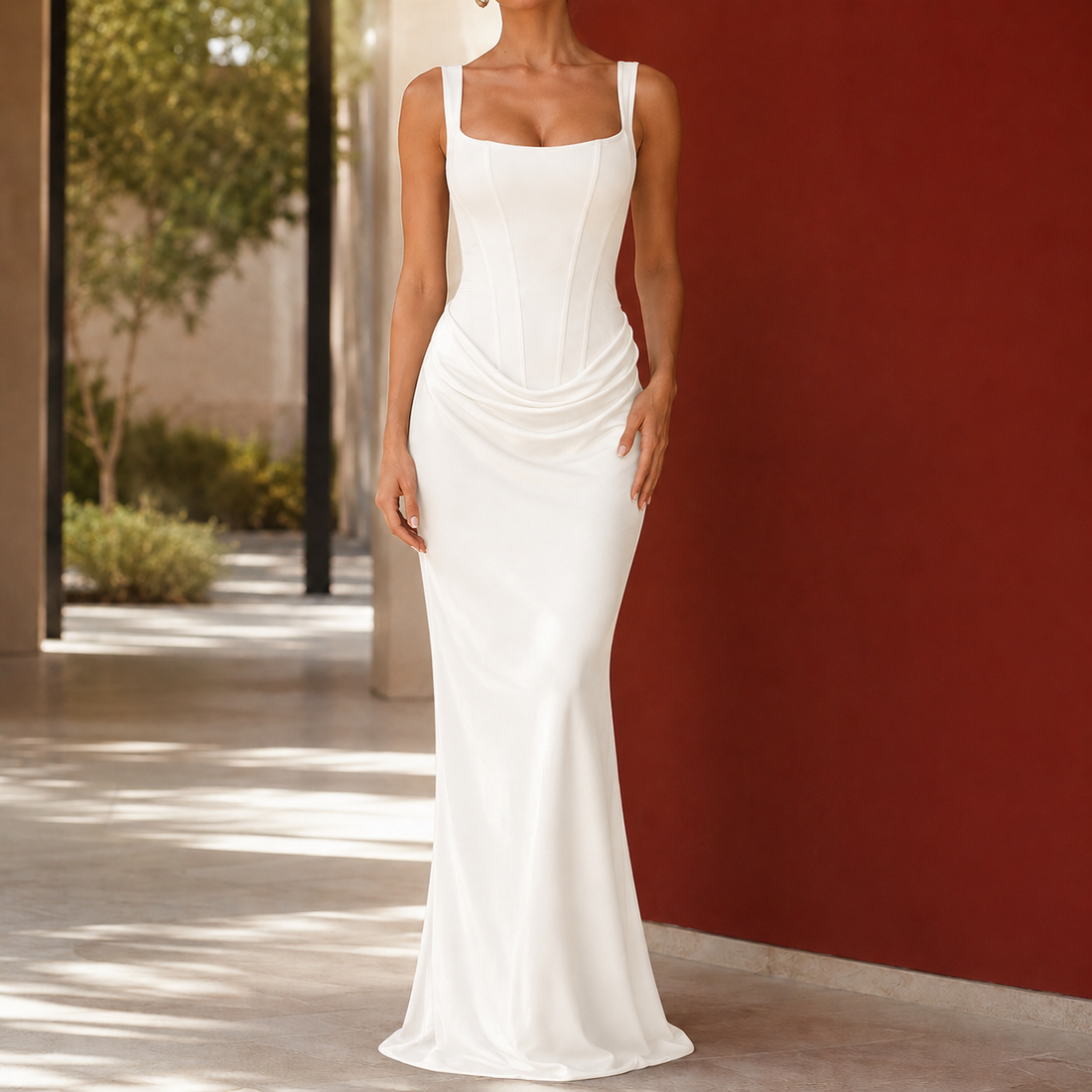 Mireille Corset Maxi Dress - White