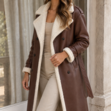Soledad-Louise Shearling Trim Coat - Brown