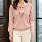 Caroline-Lane Tie Neck Sweater - Pink