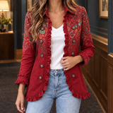 Sharon-Sage Ruffle Jacket - Red