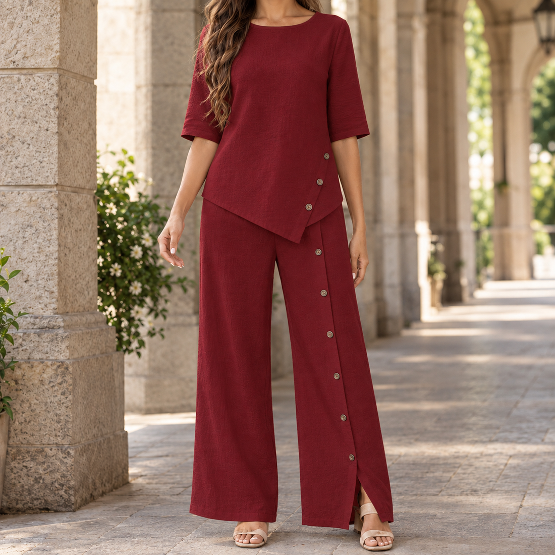 Delphine-June Asymmetric Set - Burgundy