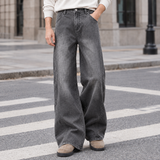 Aaron-Stone Curved Seam Jeans - Smoke Gray