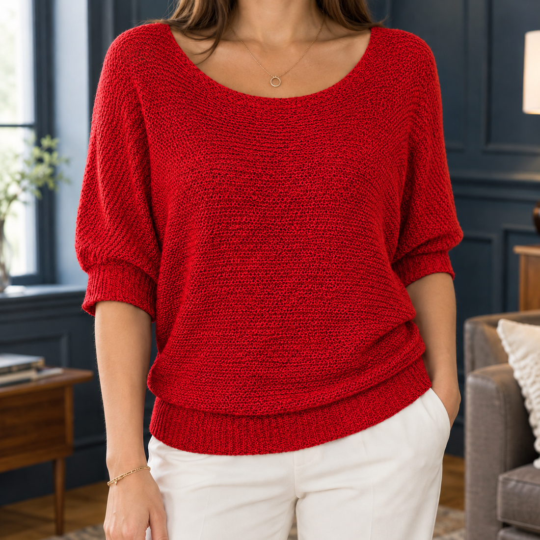 Blair Scoop Neck Top - Red
