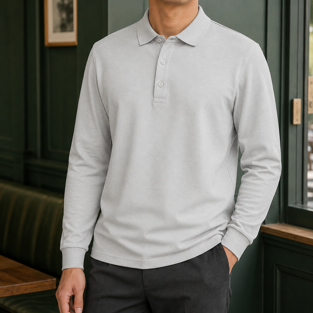 Reinhold Long Sleeve Polo - Type A --light Gray