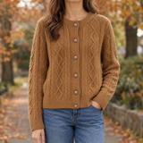 Xenia-Sage Wool Cardigan - Brown