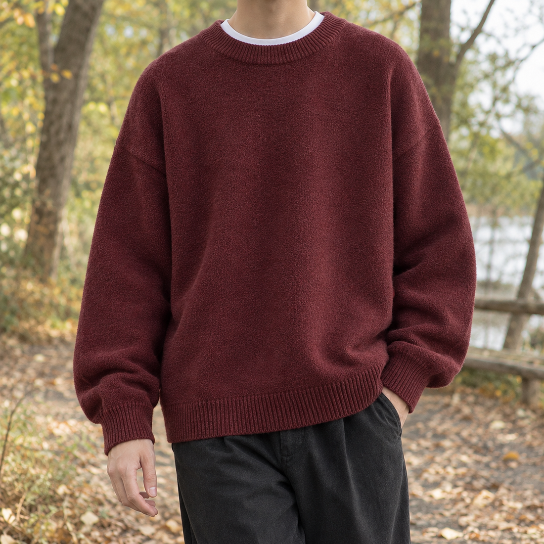 Francis-Miles Oversized Sweater - Wine Red