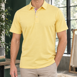 Ilario-Tate Contrast Collar Polo - Yellow
