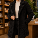 Hazel-Kate Cable Texture Coat - Black