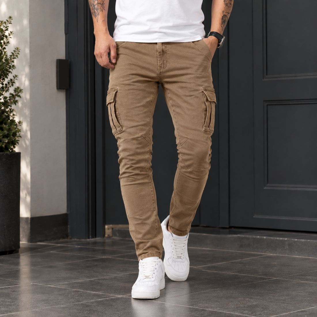 Maximilian Slim Cargo Pants - Khaki