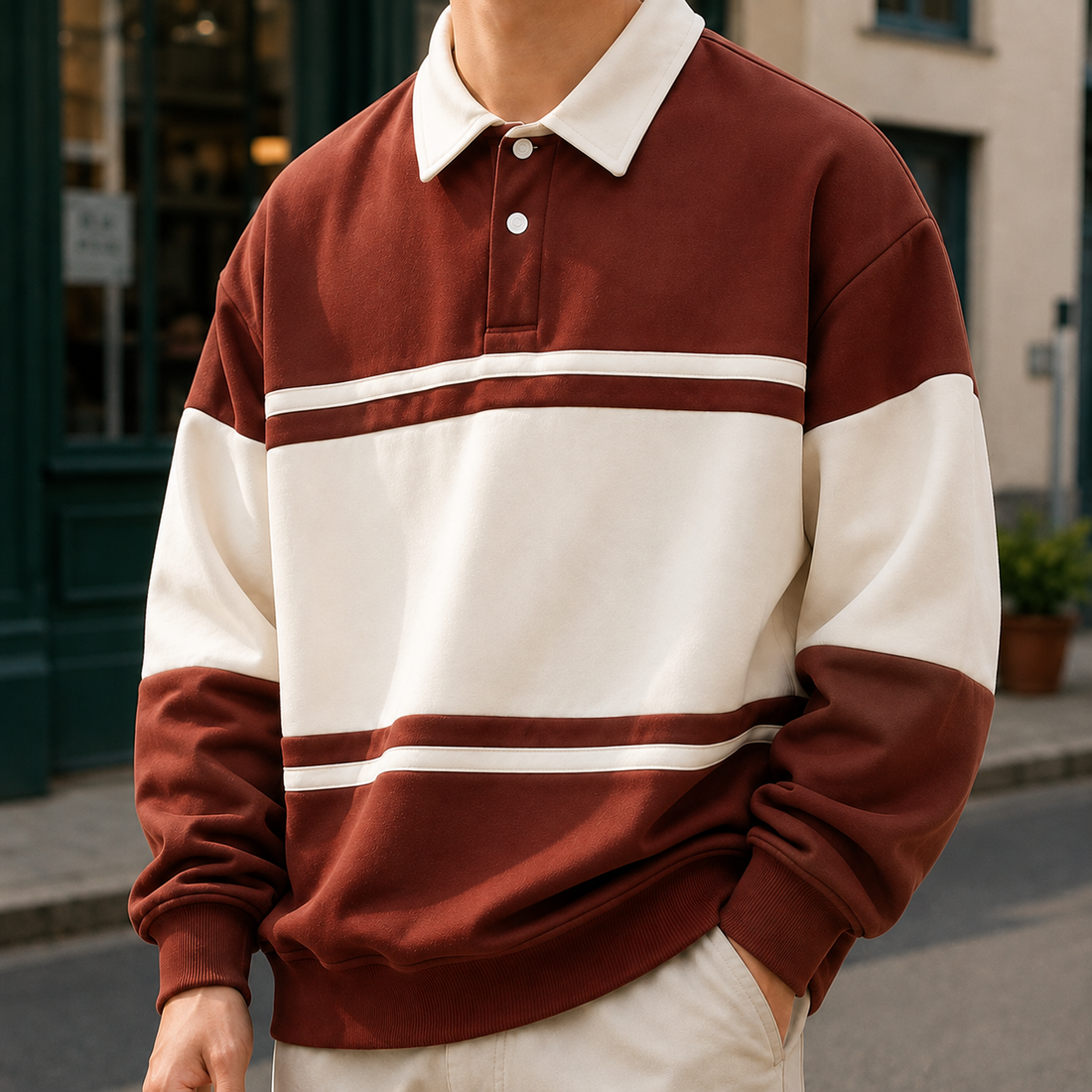 Arthur-West Polo Sweatshirt - Canyon Brown