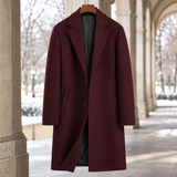 Axel-York Wool Blend Overcoat - Wine Red