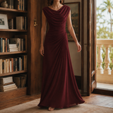 Sylvie-Skye Draped Maxi Dress - Burgundy