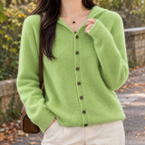 Gemma-Grace Merino Wool Cardigan - Fruit Green