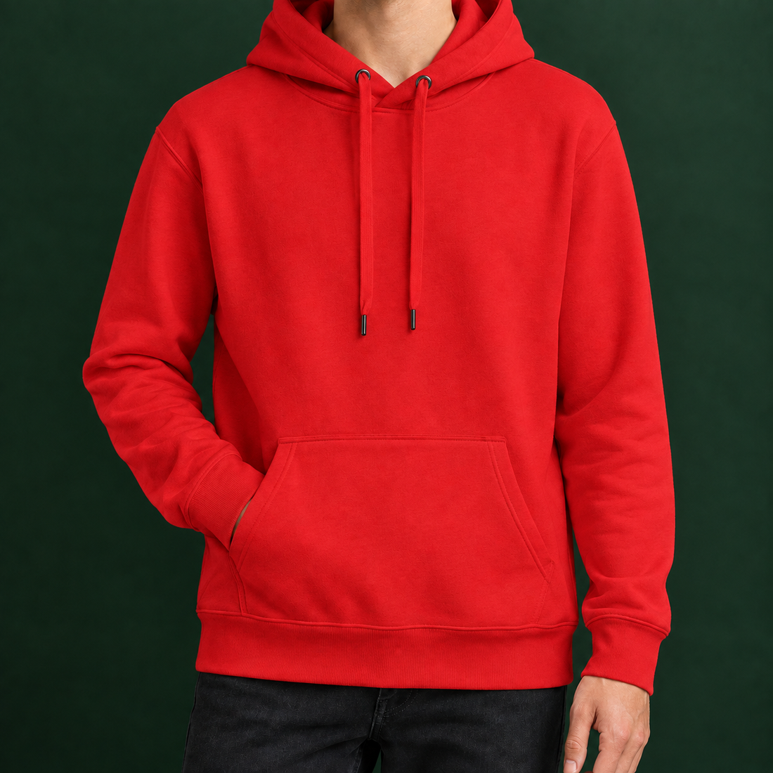 Cyprian-Stone Fleece-Lined Hoodie - Red