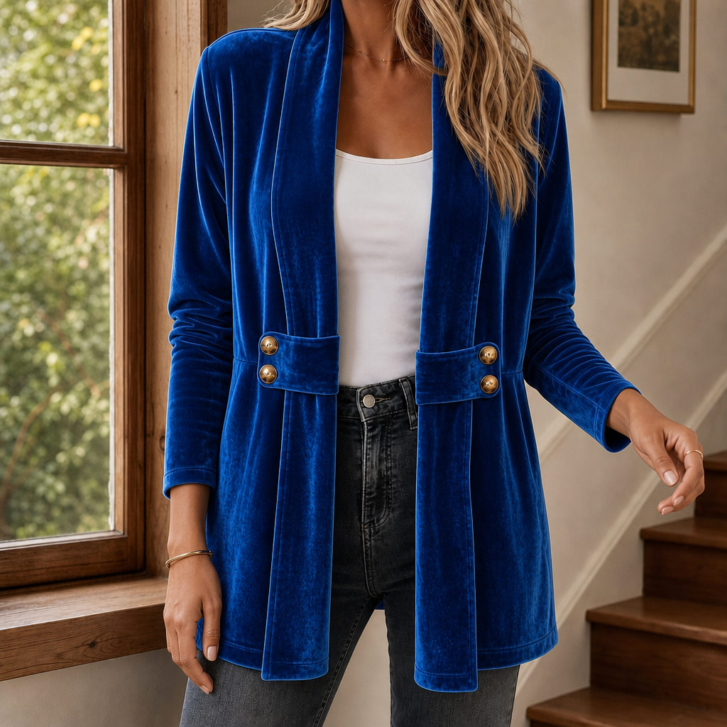 Zenobia Velvet Cardigan - Royal Blue