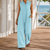 Eden-Sage Wide Leg Jumpsuit - Clear Blue