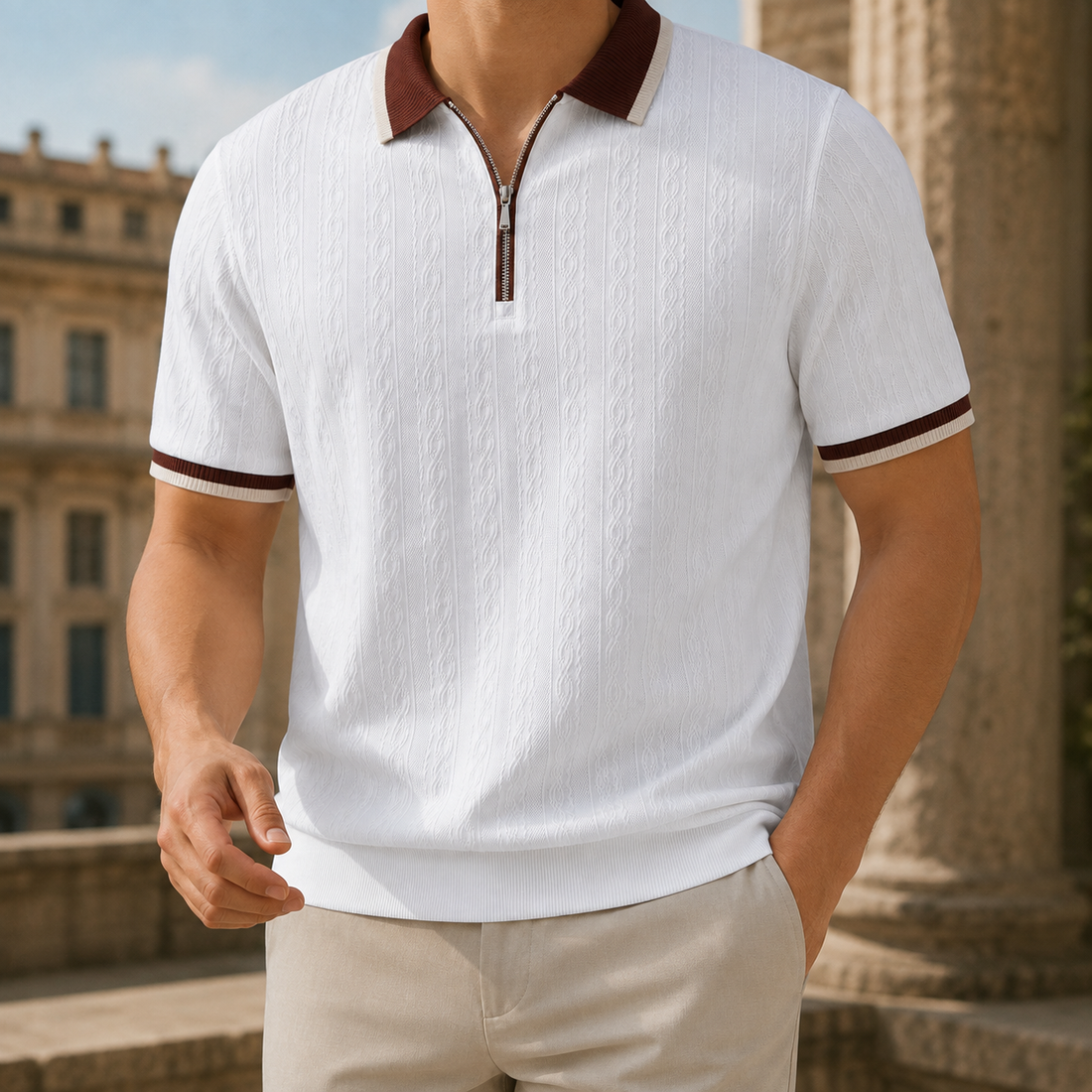 Anton Zip Polo - White