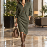 Wendy-Faye Relaxed Knit Dress - Olive Green