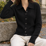 Etta-Jade Ribbed Cardigan - Black
