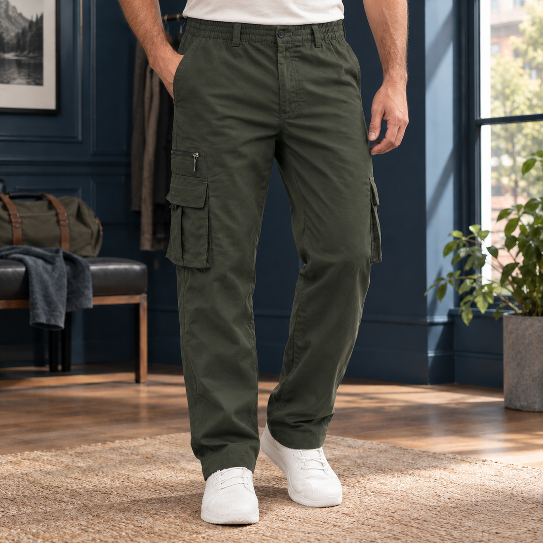Stephen Straight Cargo Pants - Military Green