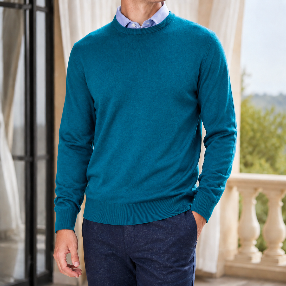 Wesley Fine Knit Sweater - Blu Bretagna
