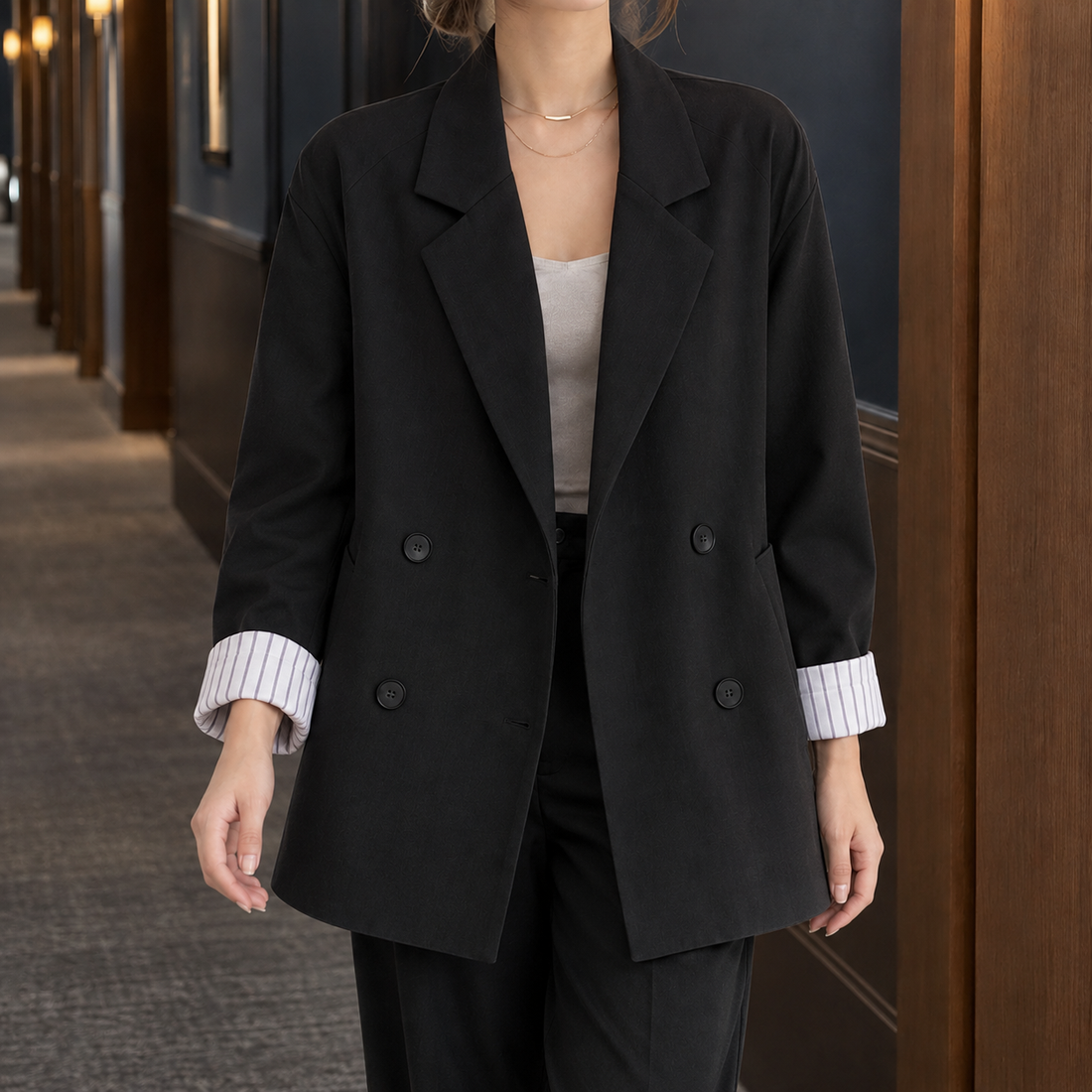 Salome-Grace Relaxed Blazer - Black- Better Workm