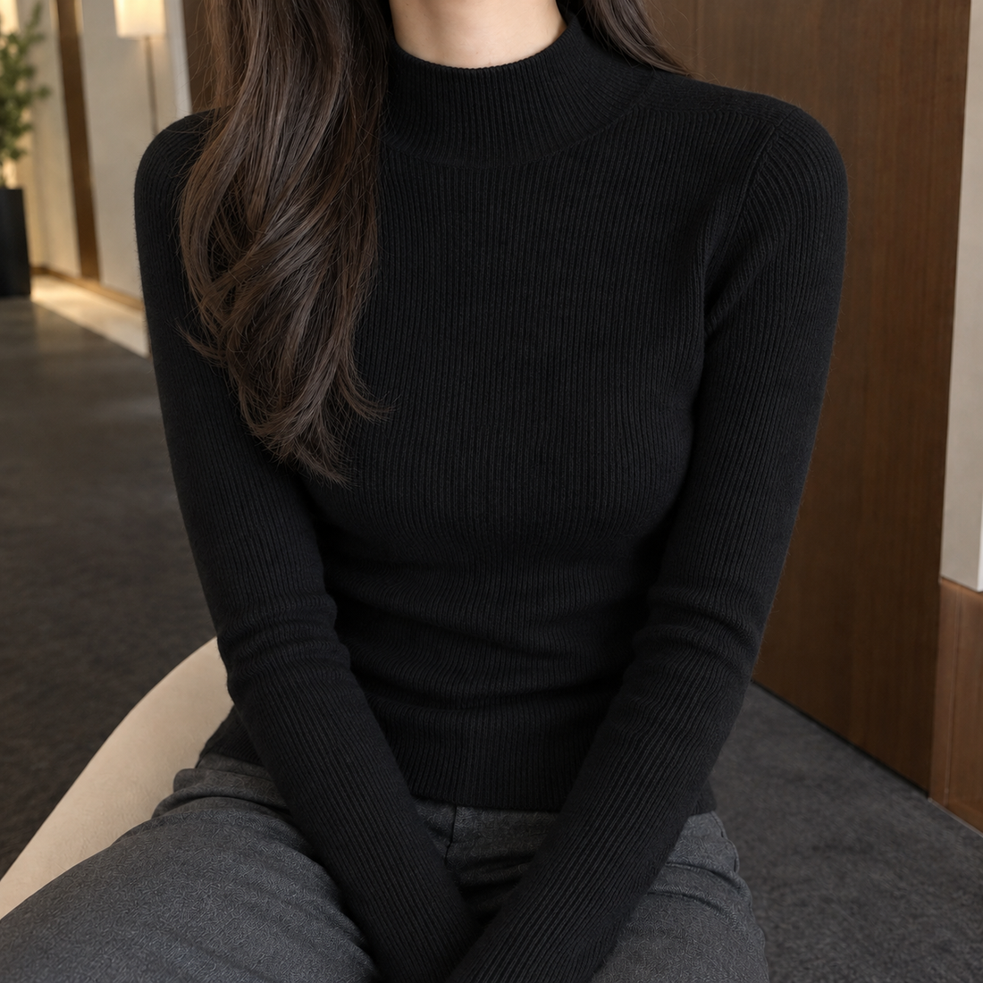 Sarah Ribbed Sweater - Black