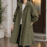 Sienna-Rose Hooded Overcoat - Military Green