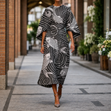 Sofia Batwing Midi Dress - Black White