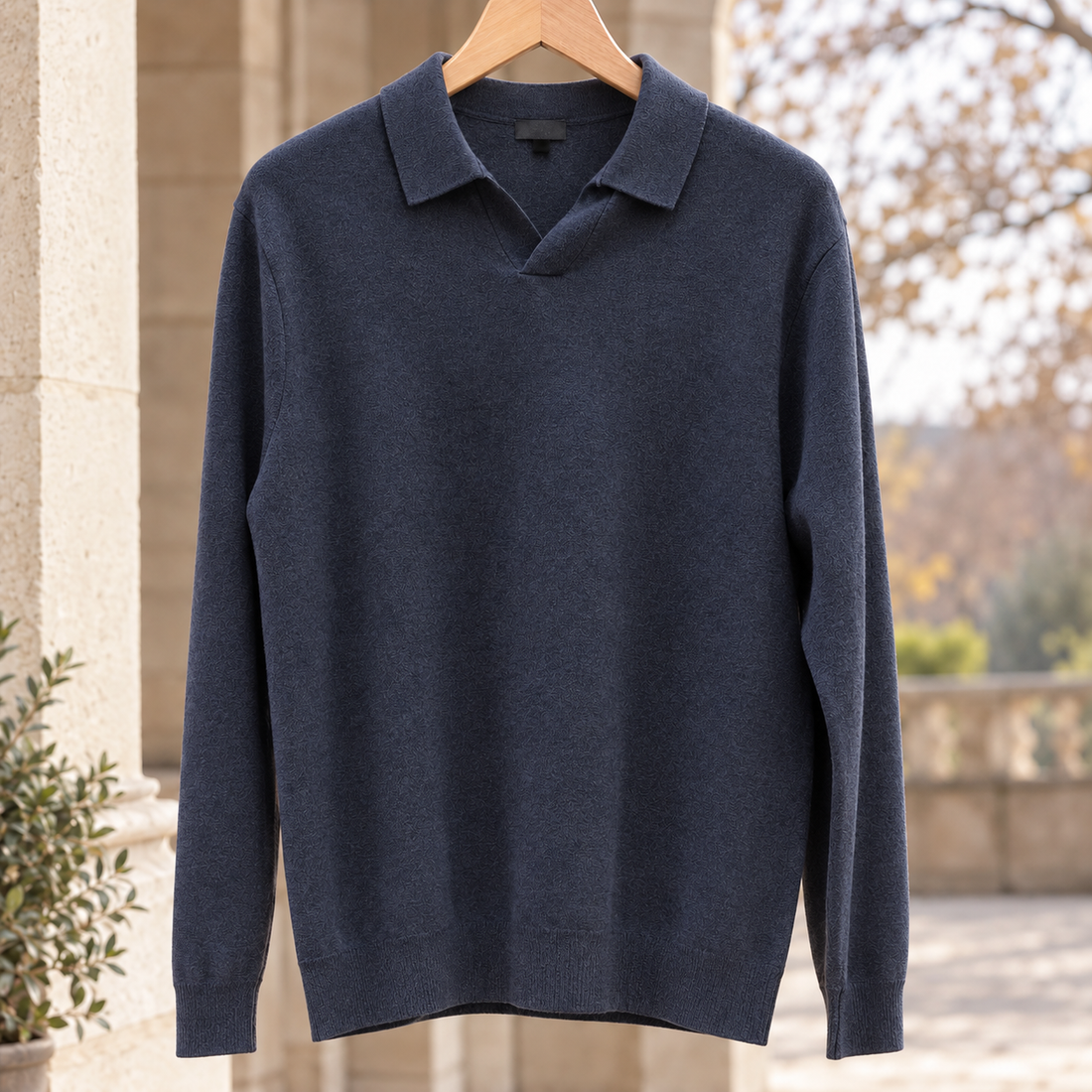 Sebastien-Reid Open Collar Sweater - Navy