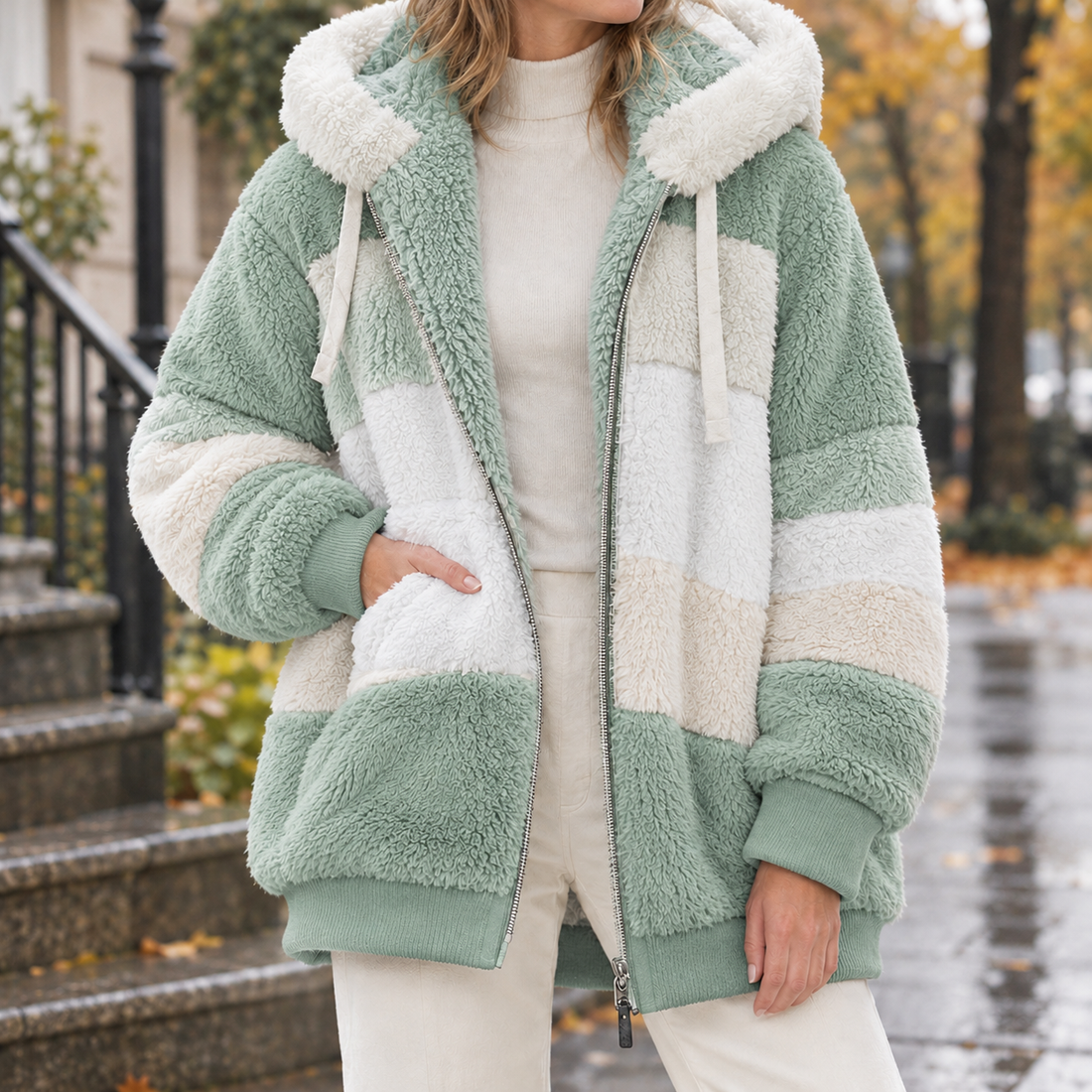 Lucia-Belle Patchwork Jacket - Green