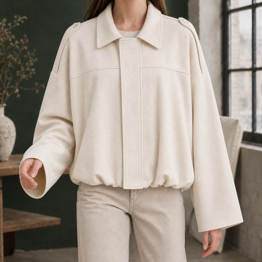 Riley-Skye Suede Bomber Jacket - Off White