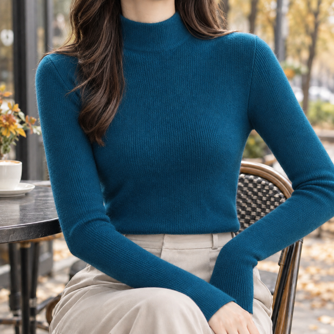 Christabel-Eve Ribbed Sweater - Blue