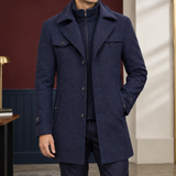 Bartholomew Double Collar Coat - Navy Blue