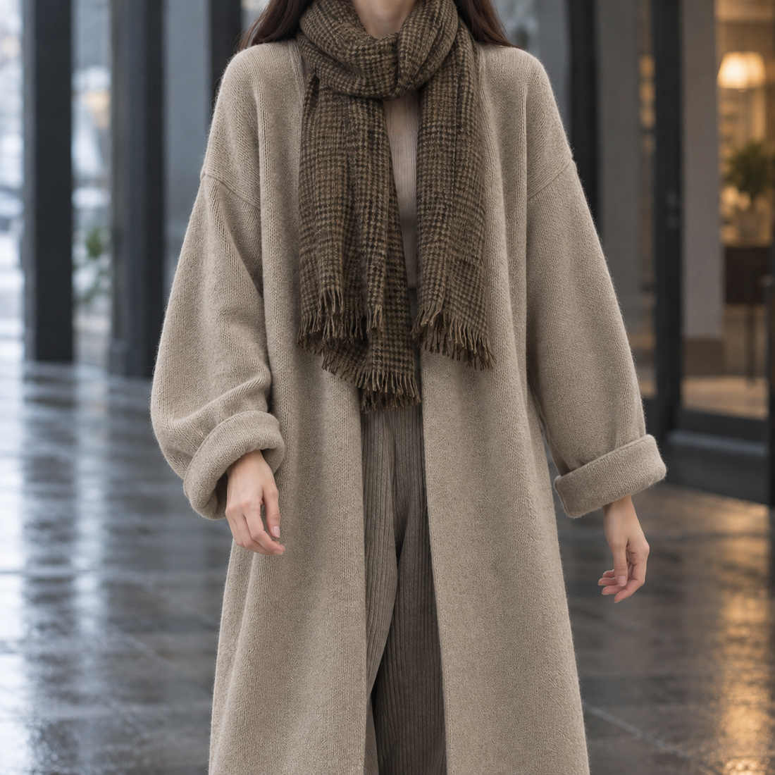 Wendy-Claire Open Front Sweater - Camel